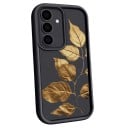 Coque en silicone pour Samsung Galaxy S24 Ultra avec motif de feuilles dorées Protection de l'appareil photo Étui de téléphone Feuilles 4