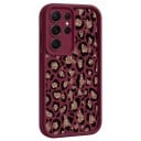 Coque en silicone pour Samsung Galaxy S25+ avec motif léopard Cadre de protection pour l'appareil photo Bords surélevés Coque en silicone 5