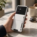 Coque pour Samsung Galaxy S25 Edge avec slot à carte rabattable en polycarbonate PC Étui portefeuille pour mobile Pour la protection 4