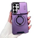 Coque résistante pour Samsung Galaxy A36 avec support Couvercle coulissant pour appareil photo Anneau rabattable Étui de protection pour mobile pour regarder des vidéos 7