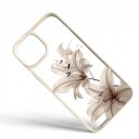 Coque transparente antichoc pour iPhone 18 Pro motif vintage de fleurs de lys blanches cadre noir protection de téléphone au quotidien 7
