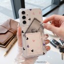 Coque transparente avec emplacement pour carte Samsung Galaxy A17 5G Cœurs violets, noirs et roses Résistante Coins renforcés Bords autour 6