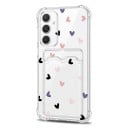 Coque transparente avec pochette pour carte Samsung Galaxy A56 5G Cœurs noirs, violets et roses Résistante Coins renforcés Protection de l'appareil 4