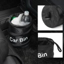 Corbeille à déchets pliable pour voiture avec attache suspendue 20 x 16 cm organisateur textile noir pour l'intérieur de la voiture 5