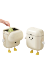 Corbeille murale design humanoïde avec couvercle basculant 9 l 26 x 20 x 25,5 cm plastique blanc crème pour cuisine salle de bain 3