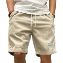 Cord-Shorts für Herren im Retro-Stil, lässig, atmungsaktiv, mit Kordelzug, elastischer Taille, knielang, bequeme Passform 4