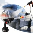 Cordless High-Pressure Spray Gun 21 V 200 W Pressure 50 to 70 bar Reach 7–10 m Battery 10 Cells ABS Black Car Washing and Watering 5