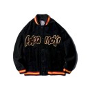 Corduroy Bomber Jacket with Inscription on the Chest Striped Ribbing on the Collar and Sleeves Front Fastening Two Side Pockets Polyester 1