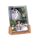 Cornice fotografica trasparente 12,7 x 17,8 cm Supporto in acrilico con base in legno di faggio 4,6 x 1 cm Decorazione moderna per fotografie Design minimalista 2