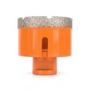 Coroa de perfuração diamantada 60 mm com rosca M14 para rebarbadora Diamante soldado a vácuo Laranja Perfuração a seco em pavimentos e mármore 1