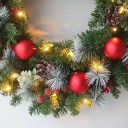 Coroană de Crăciun 50 cm cu lumini LED Ace de brad dense Decorațiune de Crăciun strălucitoare pentru uși și pereți Ornament elegant de iarnă 2