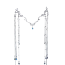 Coroană de nuntă cu lanțuri O bijuterie de cristal lucrată manual pentru frunte Coroană cu pietre Ciorchini lungi accesoriu pentru păr 1