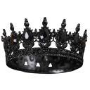 Corona de boda negra barroca redonda con cristales Diadema de lujo con piedras preciosas Adorno de cabeza para novias, reinas y reyes 1