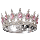 Corona de boda redonda barroca plateada con cristales Diadema de lujo Joyas de cabeza para novias, reinas y reyes 3