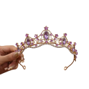 Coronă de cristal aurie pentru păr Mărime universală Diademă festivă cu pietre Decorative elegante pentru păr de nuntă 9