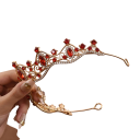 Coronă de cristal aurie pentru păr Mărime universală Diademă festivă cu pietre Decorative elegante pentru păr de nuntă 3