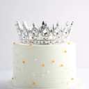 Corona de pastel plateada 12,5 x 5,3 cm Piedras de colores Elegante decoración para tarta Fiesta de cumpleaños Motivo de princesa 1