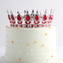 Corona de pastel plateada 12,5 x 5,3 cm Piedras de colores Elegante decoración para tarta Fiesta de cumpleaños Motivo de princesa 2