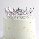 Corona de pastel plateada 12,5 x 5,3 cm Piedras de colores Elegante decoración para tarta Fiesta de cumpleaños Motivo de princesa 3