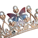 Coronă de perle pentru păr 14 x 5,5 cm Accesoriu de păr cu fluturi Elegantă tiară romantică accesoriu festiv pentru coafură 2