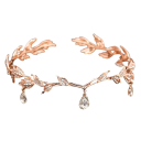 Corona di fata rosa dorata per capelli con foglie e diamanti Cerchietto da sposa Decorazione romantica per capelli per ballo servizi 1