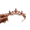 Coroncina di cristallo dorato per capelli Taglia universale Diadema festivo con pietre brillanti Elegante decorazione per capelli da sposa 5