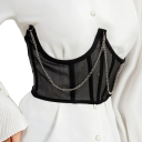 Corpetto da Donna Trasparente Nero con Catena in Poliestere Elegante Top Sexy Lingerie Design Moderno 1