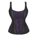 Corpiño de mujer de color sólido con escote en O, cremallera en el escote, detalles, poliéster, spandex, lencería elegante 6