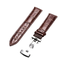 Correa de cuero genuino de 18 mm de piel de ternera Pulsera de repuesto marrón con hebilla mariposa de acero inoxidable Kit con herramienta y barras de resorte 2