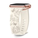 Correa grabada con flores 38 40 41 mm para Apple Watch S1–S10 SE Correa de silicona láser Motivos de mariposas y flores silvestres Diseño francés 8