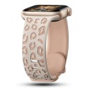 Correa grabada de 46 mm para Apple Watch Series 10 Correa de silicona con diseño de leopardo Tamaño ajustable Silicona premium 14