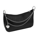 Corrente decorativa dupla para bolsa com pendente de coração 26 x 31 cm Liga metálica Corrente decorativa prateada para bolsa alça curta 2