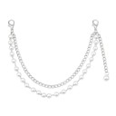 Corrente decorativa dupla para mala com linha de pérolas Liga metálica Corrente decorativa prateada para mala alça curta de substituição 1
