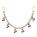 Corrente decorativa para mala com pendentes de cerejas com diamantes 30,5 cm Liga metálica Corrente decorativa dourada para mala alça curta de substituição 1