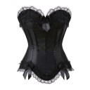 Corset damă uni cu dantelă și fundițe Decolteu rotund Șnur în spate Polyester Spandex Top elegant fără bretele 6