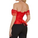 Corset Femme Décolleté en V Fermeture à l'avant Dentelle Nœud Uni Polyester Spandex Top Élégant avec Détails 4