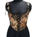Corset pentru femei cu bretele Şnur în faţă Decolteu rotund Fundiţă Motiv floral Poliester Lenjerie elegantă 2
