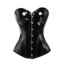 Corset sans manches pour femmes noir brillant décolleté en O fermeture à crochets devant polyester spandex top élégant 1