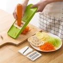 Cortador de legumes com 3 lâminas de aço inoxidável cortador manual verde para frutas, saladas e preparação de refeições 4