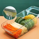 Cortador de verduras con 6 cuchillas intercambiables 6 en 1 cortador manual multifuncional verde claro con recipiente para frutas y ensaladas 2