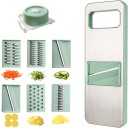 Cortador de verduras con 6 cuchillas intercambiables 6 en 1 mandolina manual multifuncional gris claro para frutas y preparación de alimentos 1