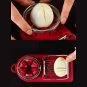 Cortador multifuncional de ovos em aço inoxidável e plástico 20 x 9 cm Cortador em fatias e gomos Acessório de cozinha para ovos, cogumelos, kiwi 4