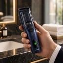 Cortadora de cabello con aspiración al vacío para hombres Maquinilla de cabello a batería Duración 90 minutos Carga USB-C Azul oscuro Corte en casa 5