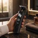 Cortadora de cabello y barba con cuchilla en T para hombres Batería 400 mAh Duración 3 horas Cuerpo transparente Negro Máquina de barbería 6