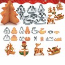 Cortadores navideños 3D para galletas de jengibre en pie Set de 8 piezas Árbol de Navidad muñeco de nieve reno y trineo Acero inoxidable Para hornear 1