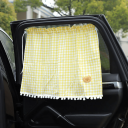 Cortină pentru fereastra laterală cu ventuze Design în carouri cu ursuleț brodat Decorare pentru camera copiilor Protecție împotriva soarelui 7