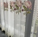 Cortina translúcida bordada com rosa Cortina translúcida com rosas Elegante bordado floral com suspensão em ganchos Cortina de tule luxuosa 100 x 250 2