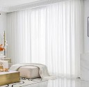 Cortinas de janela translúcidas Cortinas de tule brancas maciças com suspensão em ganchos Cortinas de voil para janelas francesas Cortinas modernas 1