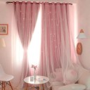 Cortinas infantis de duas camadas com estrelas Cortinas opacas com cortinas translúcidas para o quarto das crianças Cortinas para meninas com ilhós 132 x 214 cm 1
