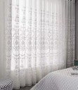 Cortinas transparentes com ilhós brancas com padrões de flores bordadas 260 x 140 cm 1